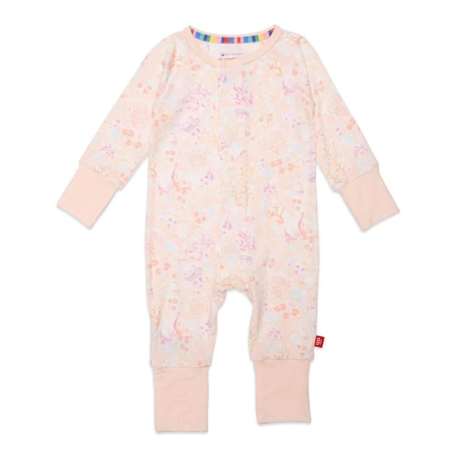 coral floral modal magnetic grow with me convertible coverall - re-loved
