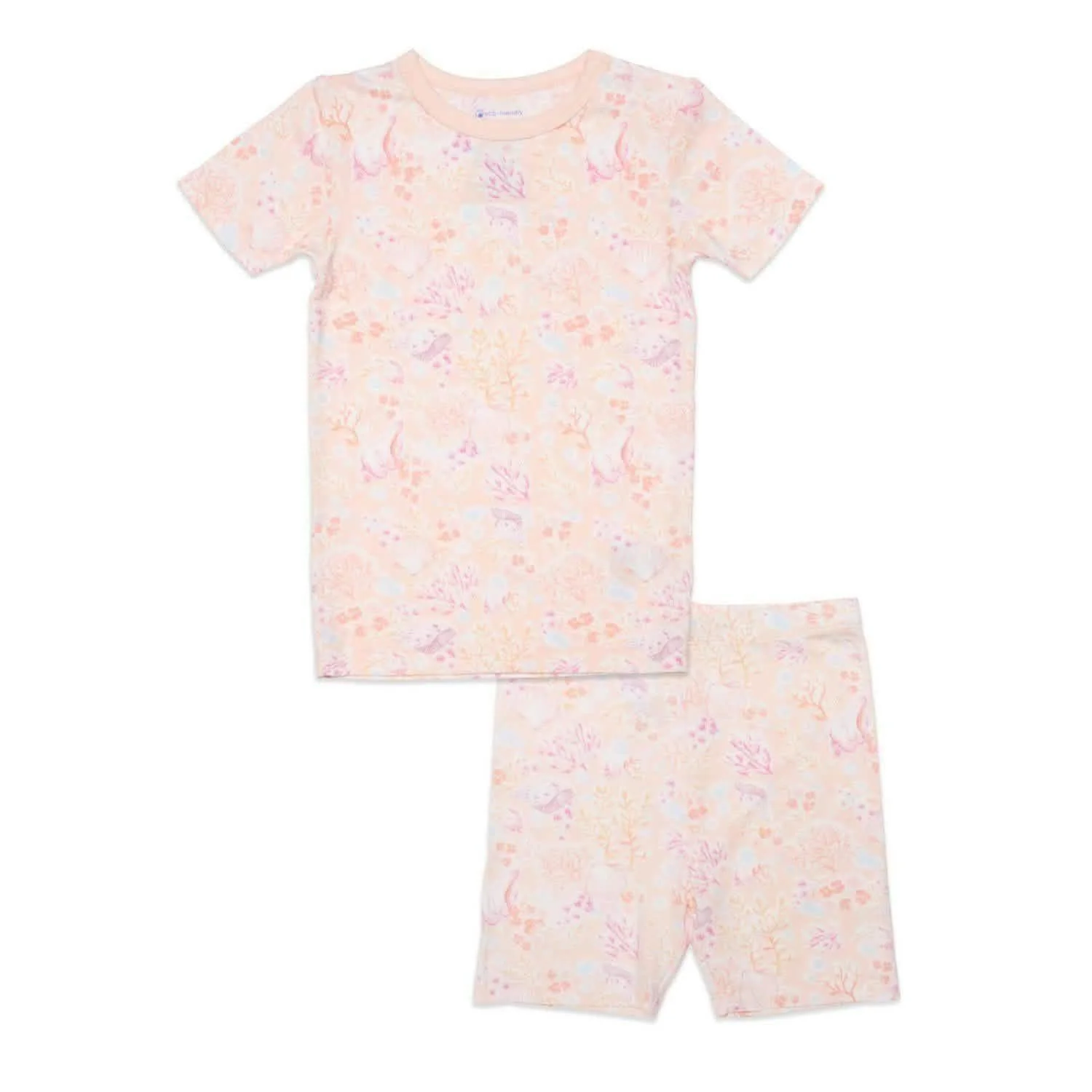 coral floral modal magnetic no drama toddler pajama shortie set - re-loved
