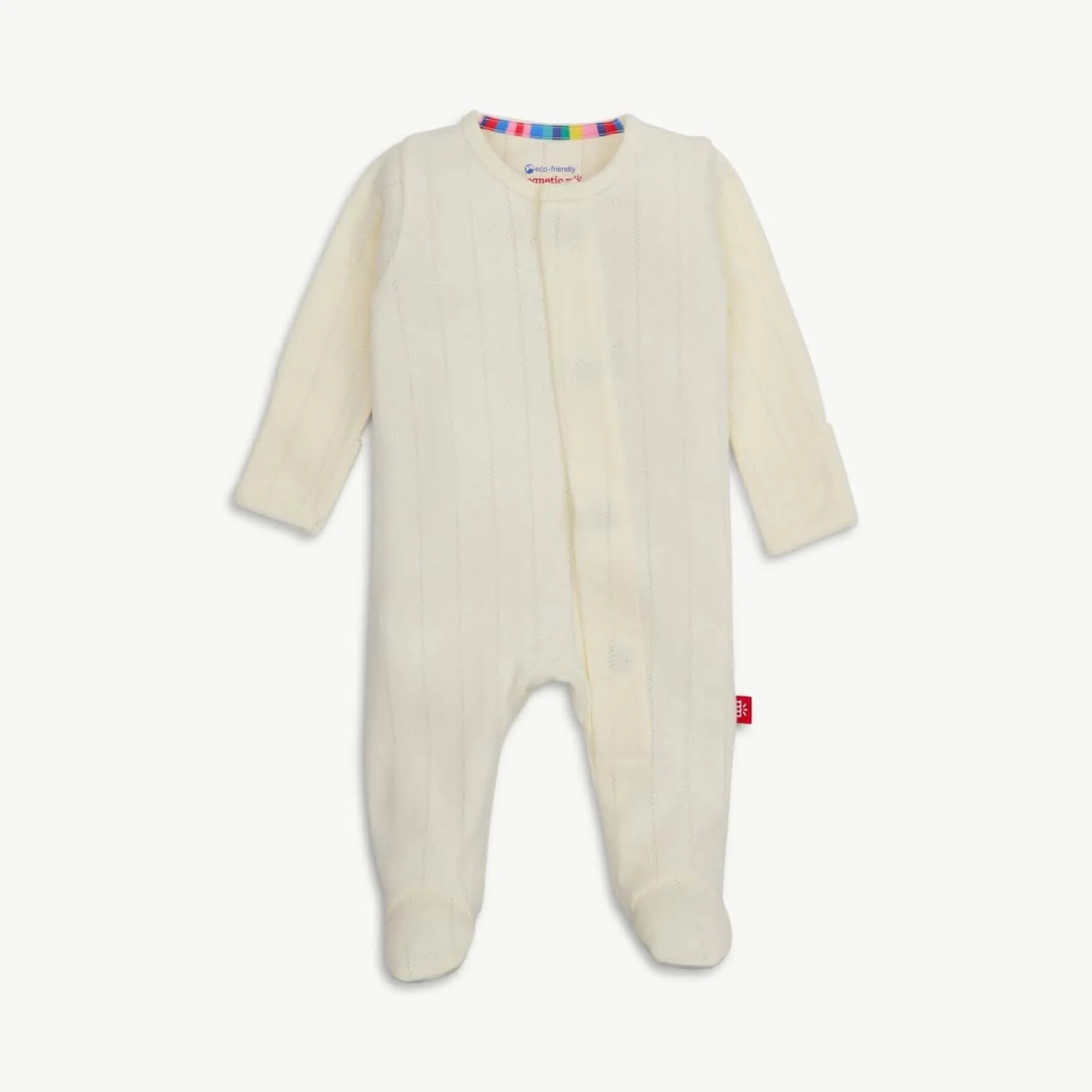 love lines tofu organic cotton pointelle magnetic parent favorite footie - re-loved