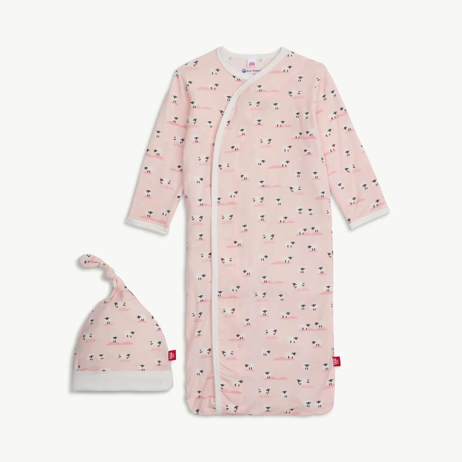 pink baa baa baby modal magnetic cozy sleeper gown + hat set - re-loved - Image 2