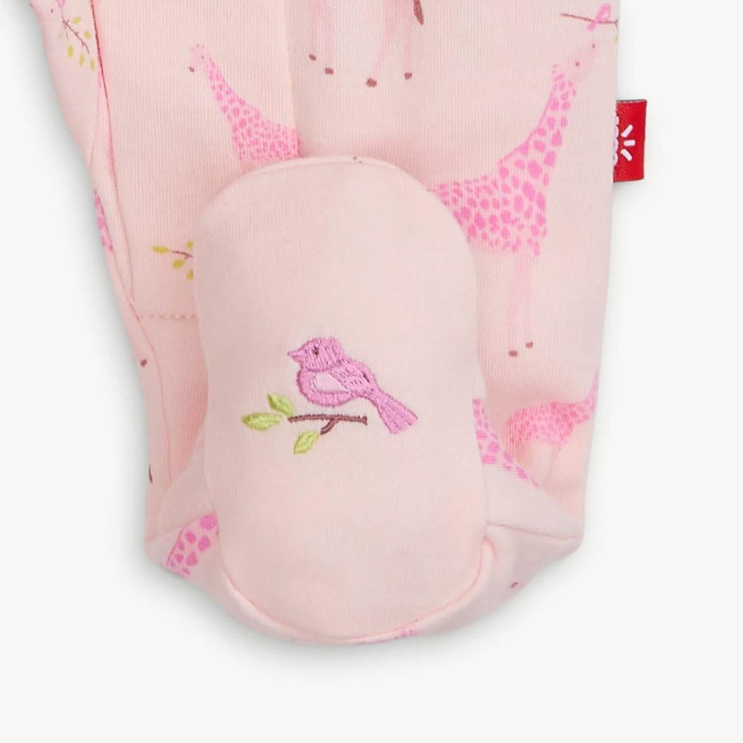 pink jolie giraffe organic cotton parent favorite footie - re-loved - Image 2