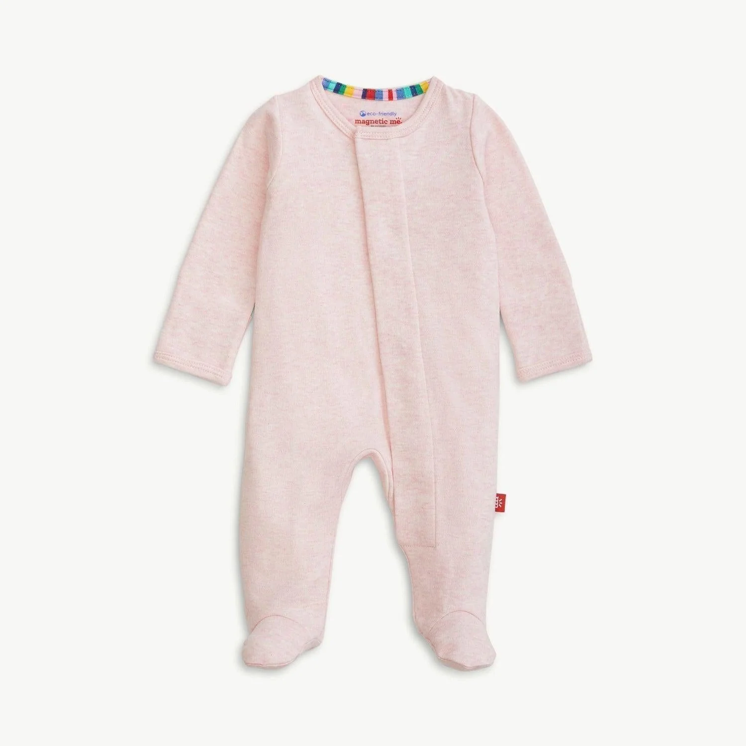 pink melange organic cotton magnetic parent favorite footie - re-loved