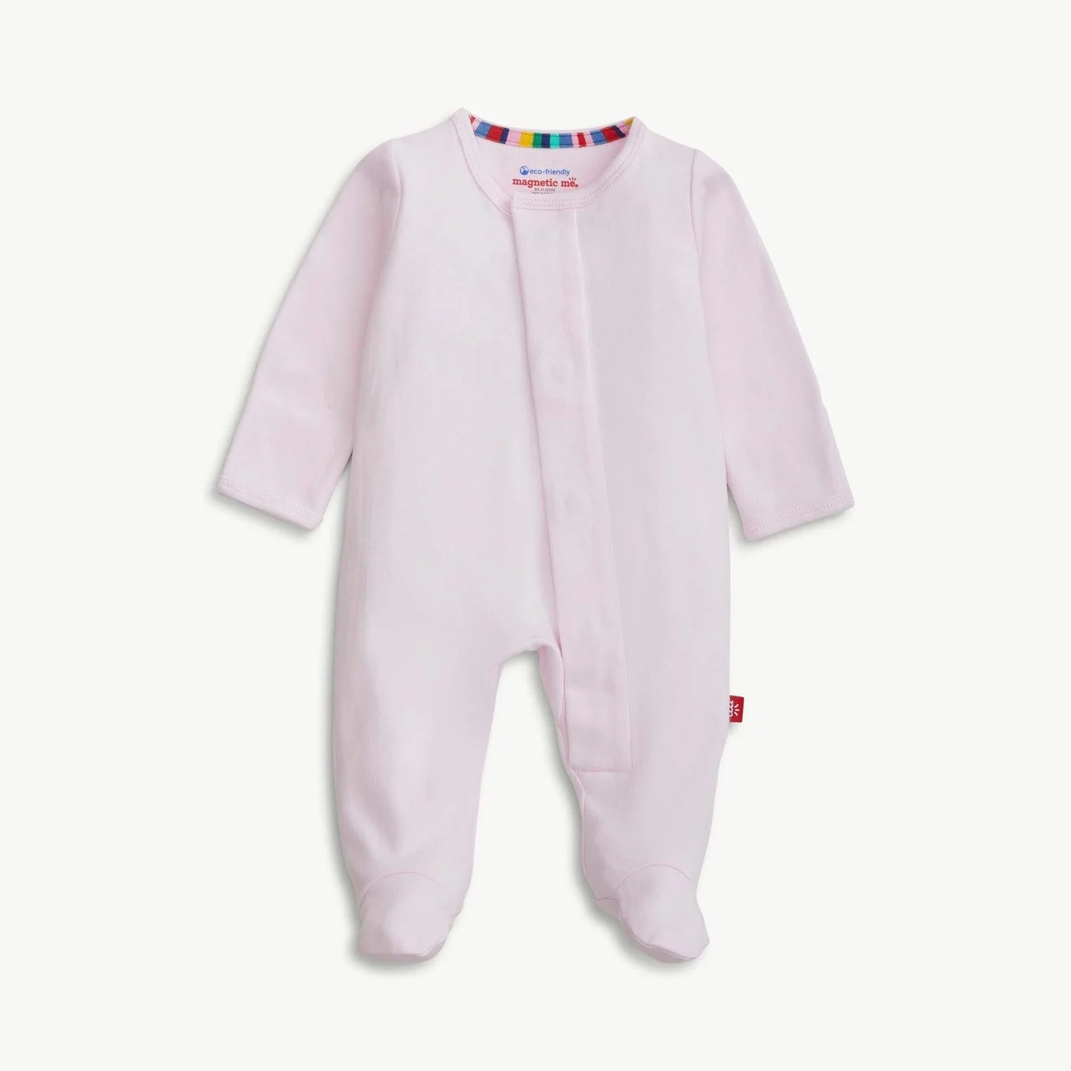 soft petal pink organic cotton magnetic parent favorite footie - re-loved