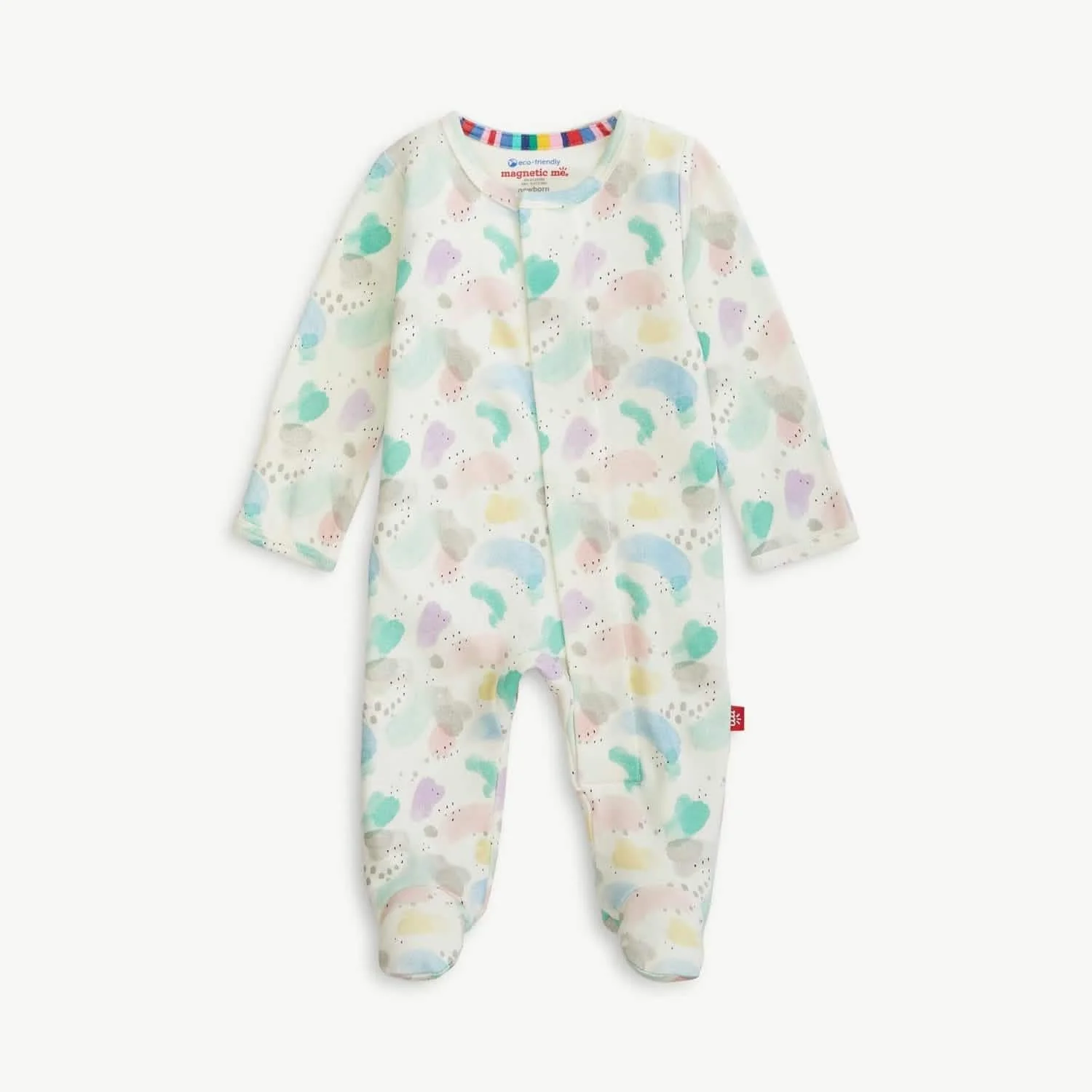 watercolor organic cotton magnetic parent favorite footie - re-loved