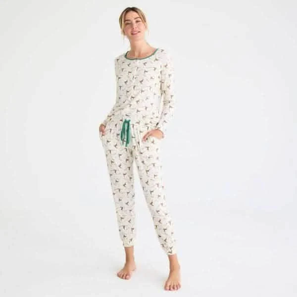 women's merry and bright modal magnetic long sleeve jogger set - re-loved
