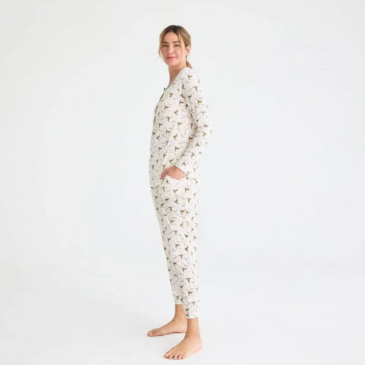 women's merry and bright modal magnetic long sleeve jogger set - re-loved - Image 4